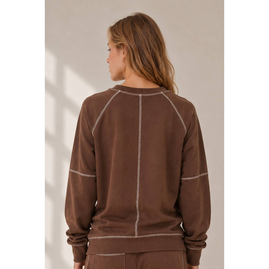 GR Contrast Stich Brown Sweat Size M