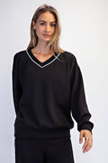 RM Black Piping Scuba Top ( Sz S-L)