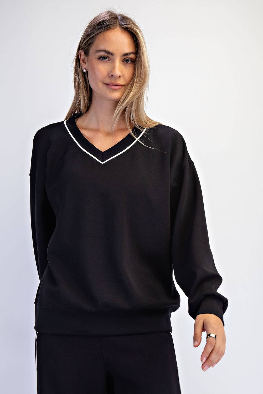 RM Black Piping Scuba Top ( Sz S-L)