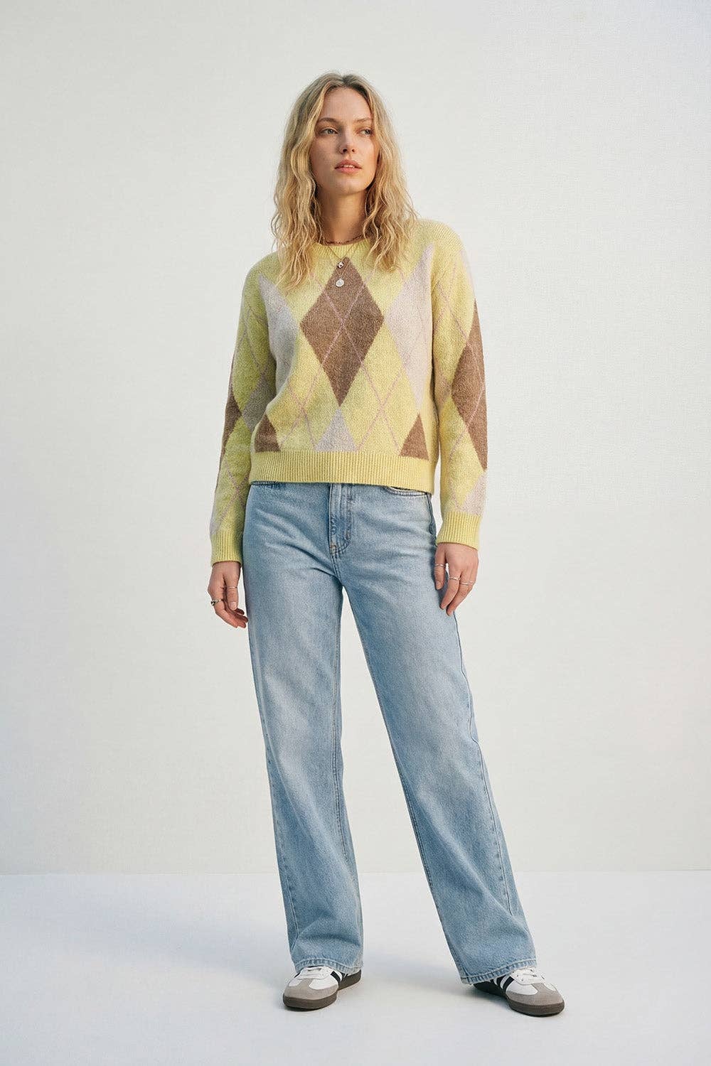 Q2 Yellow Argyle Pullover