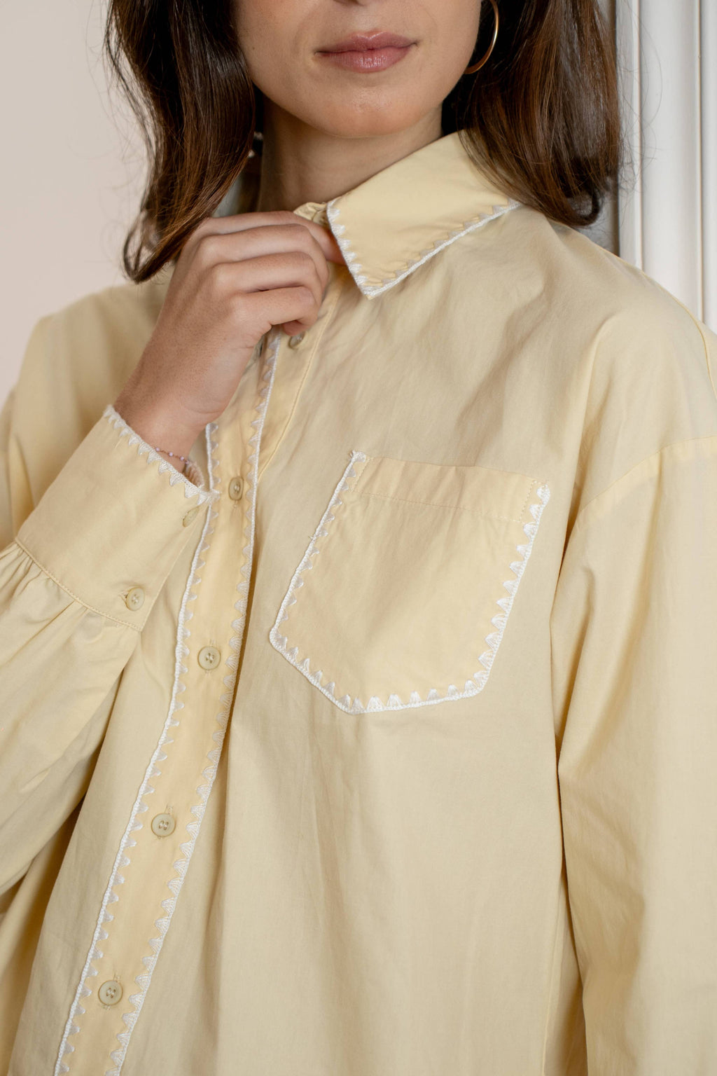 L & C Brown Embroidery Shirt  ( Sz S-L)