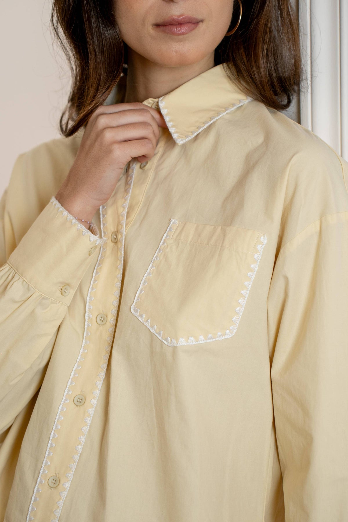 L & C Brown Embroidery Shirt  ( Sz S-L)