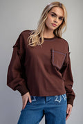 ES Brown Ruffle Tee Size L