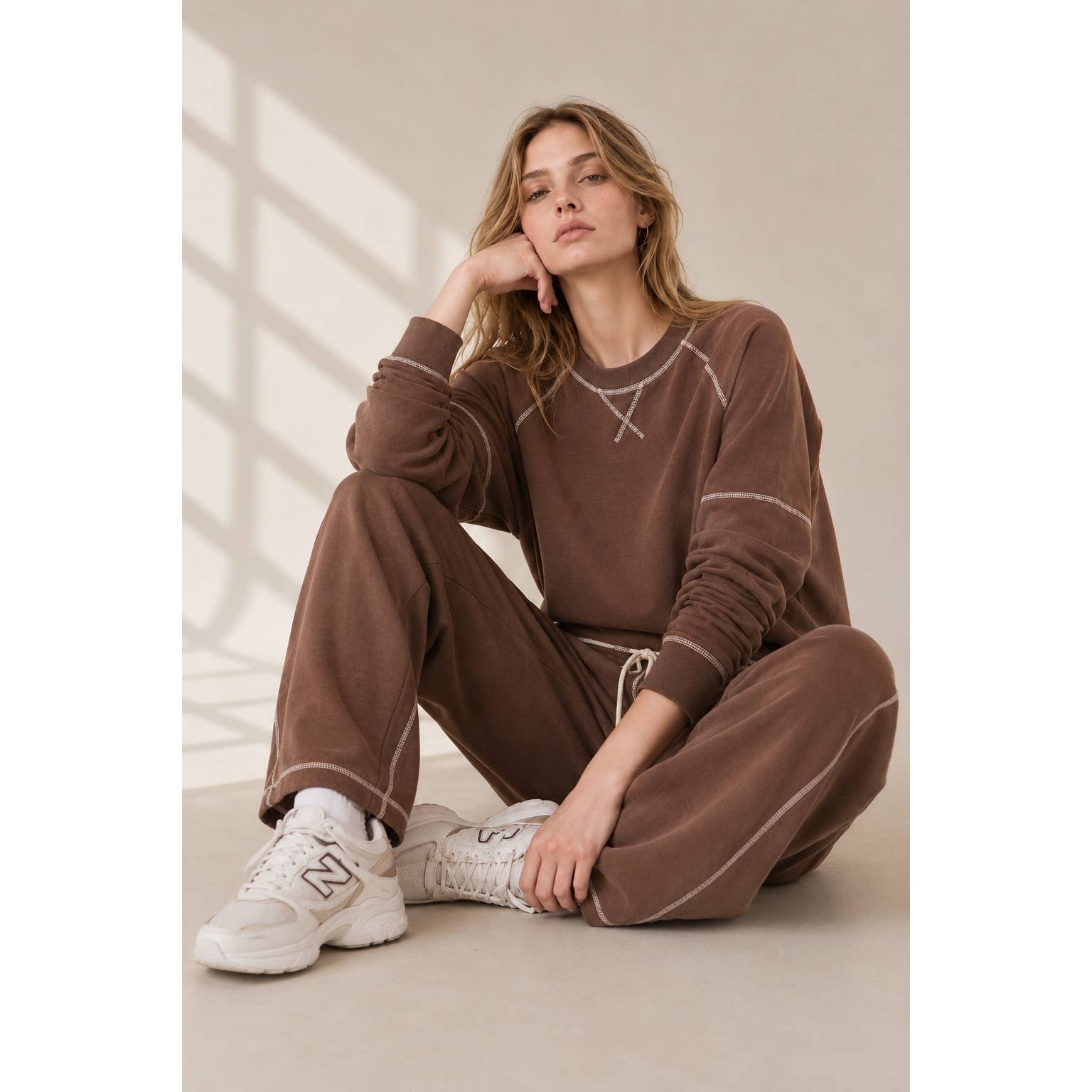 GR Contrast Stich Brown Sweat Size M