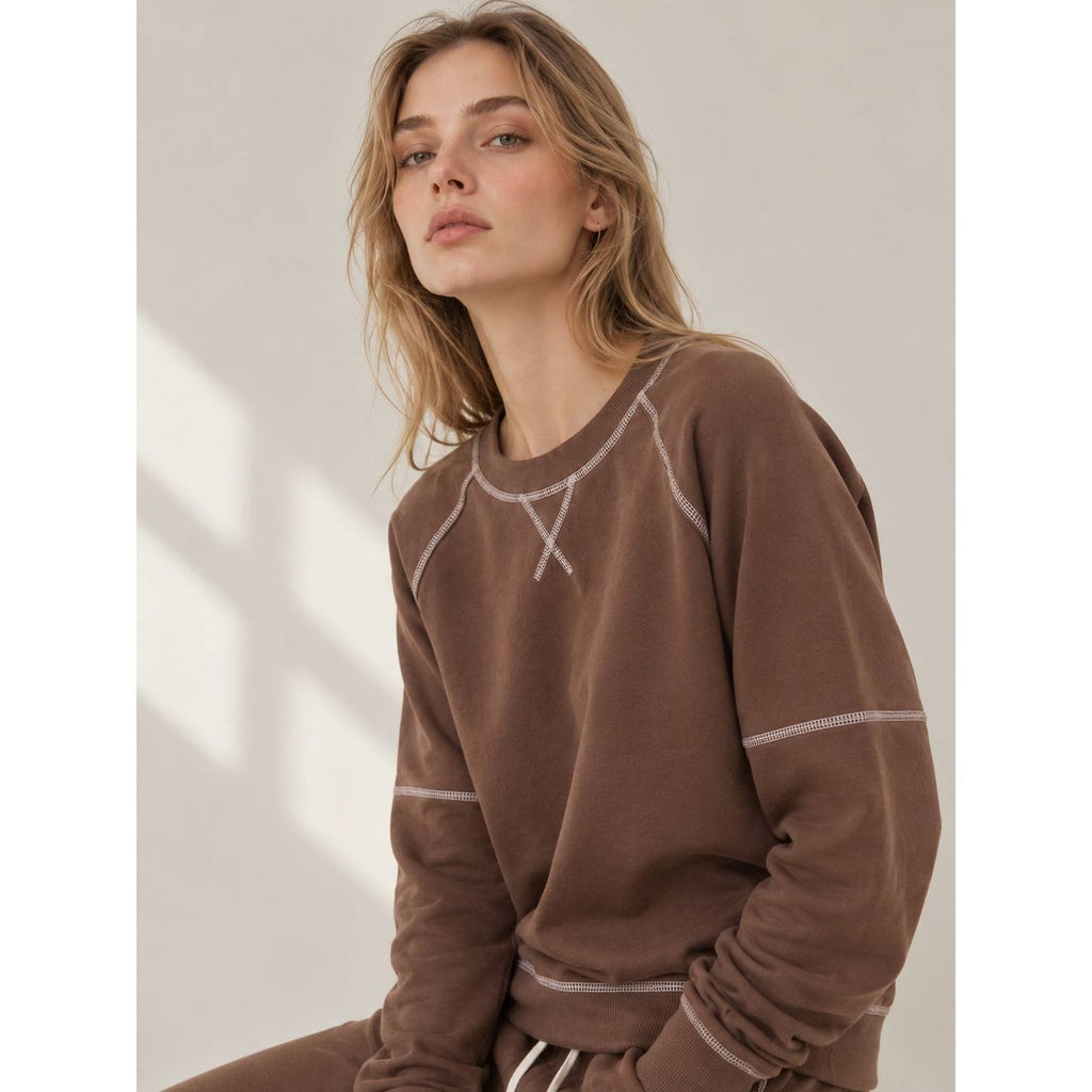 GR Contrast Stich Brown Sweat Size M