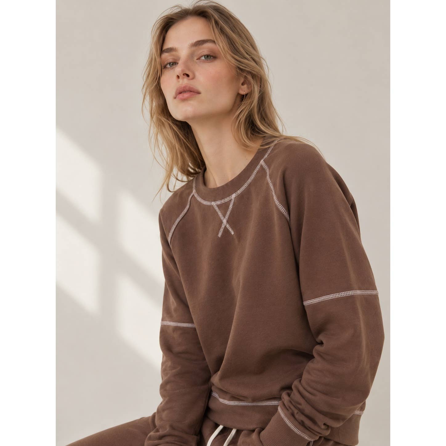 GR Contrast Stich Brown Sweat Size S