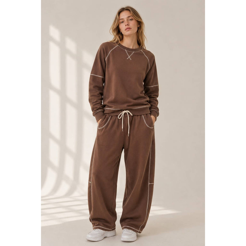 GR Contrast Stich Brown Sweat Size M