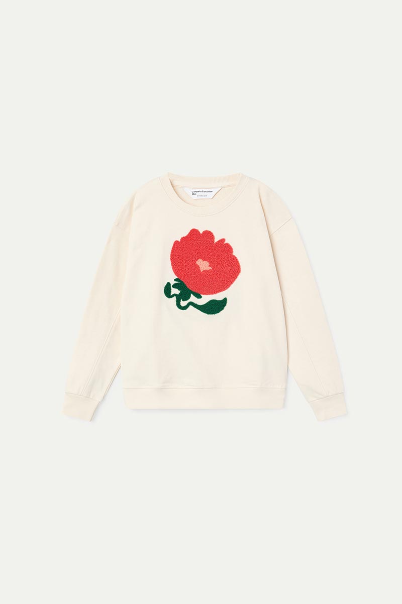 Fantastica Off White Sweatshirt With Flower ( Sz 4-12)