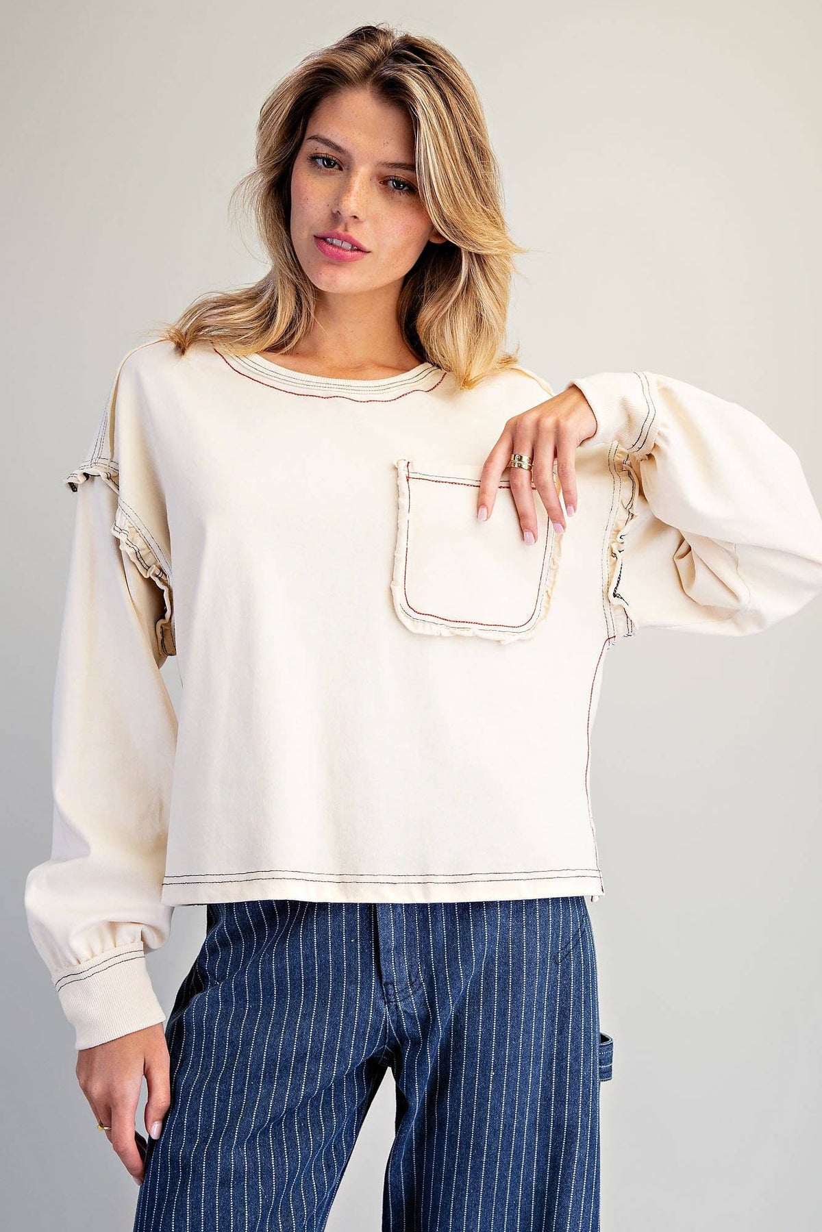 ES Brown Ruffle Tee Size L