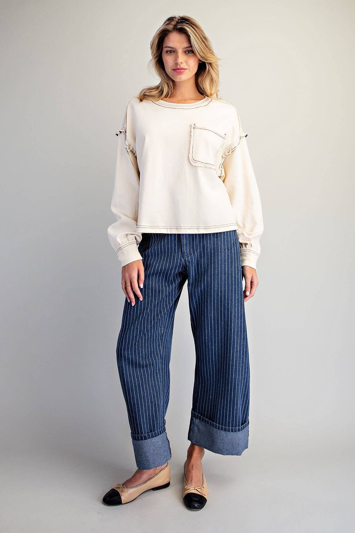 ES Cream Ruffle Tee Size S