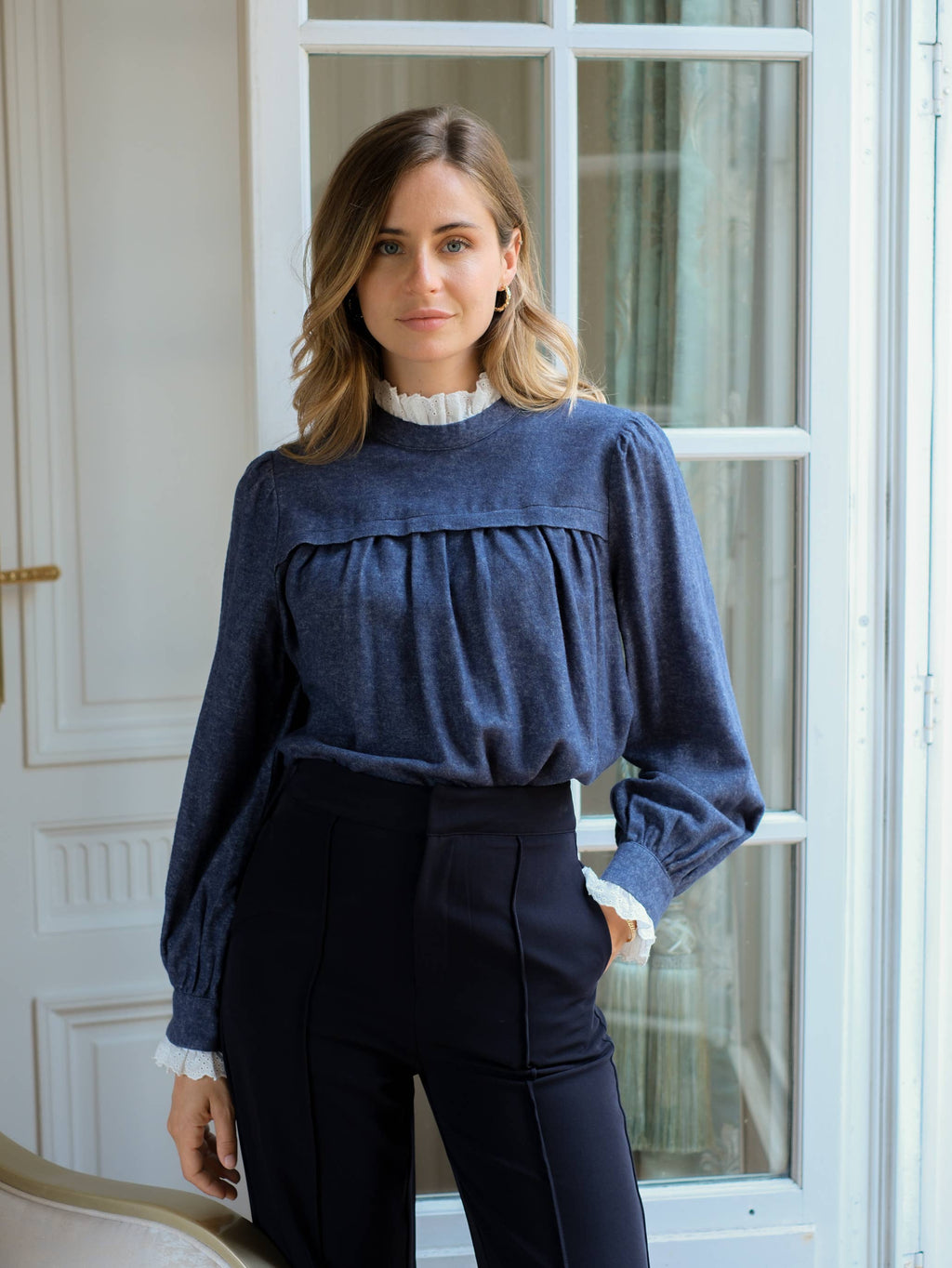 L & C Denim Eyelet Top ( Sz S-L)