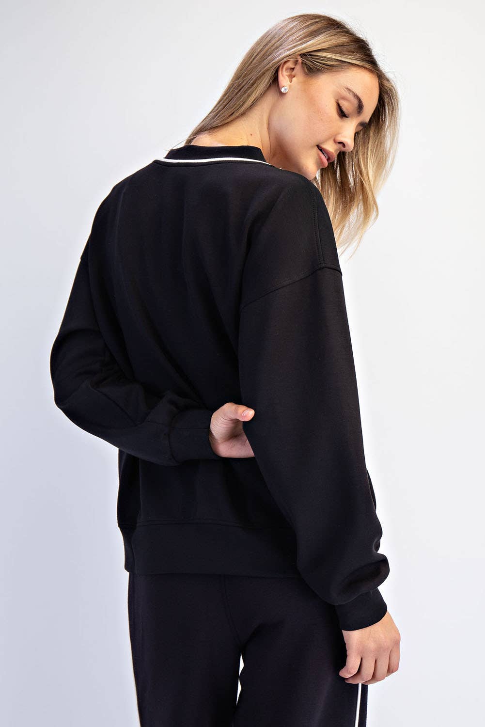 RM Black Piping Scuba Top ( Sz S-L)