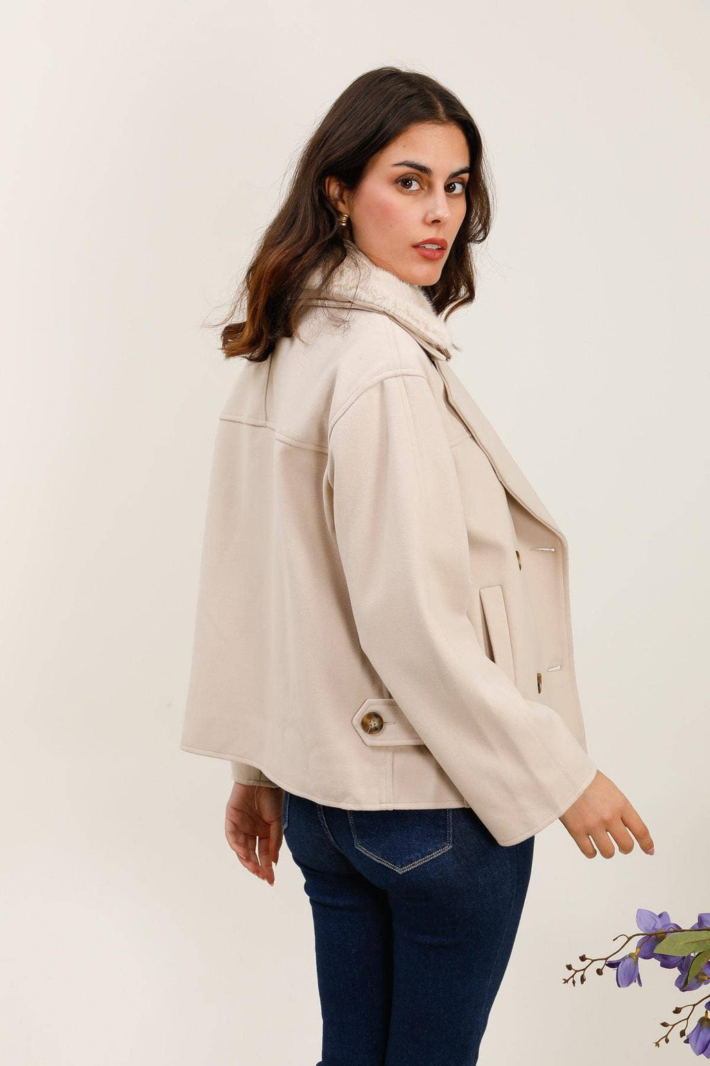 AP Double Breasted Cream Coat ( S-XL)