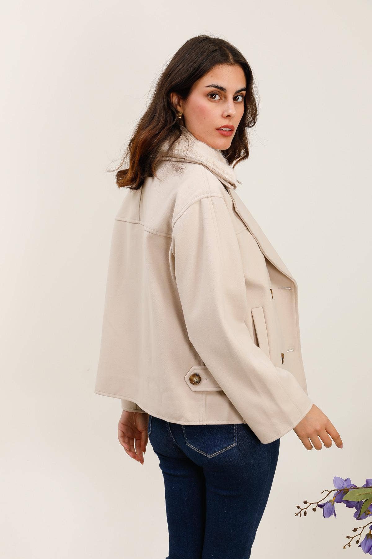 AP Double Breasted Cream Coat ( S-XL)