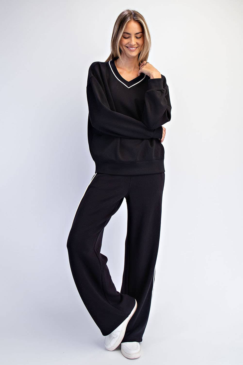RM Black Piping Scuba Top ( Sz S-L)