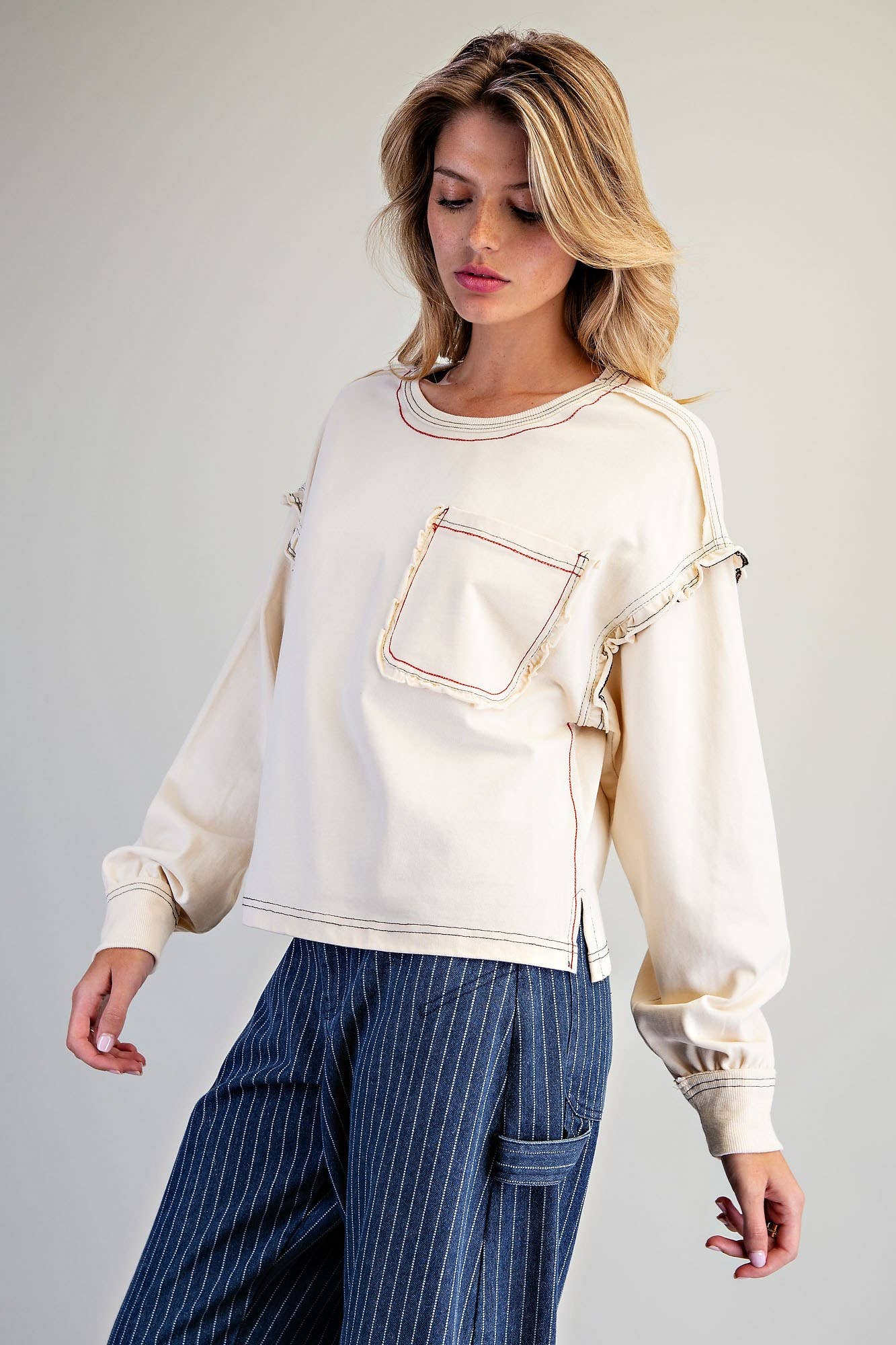 ES Cream Ruffle Tee Size S