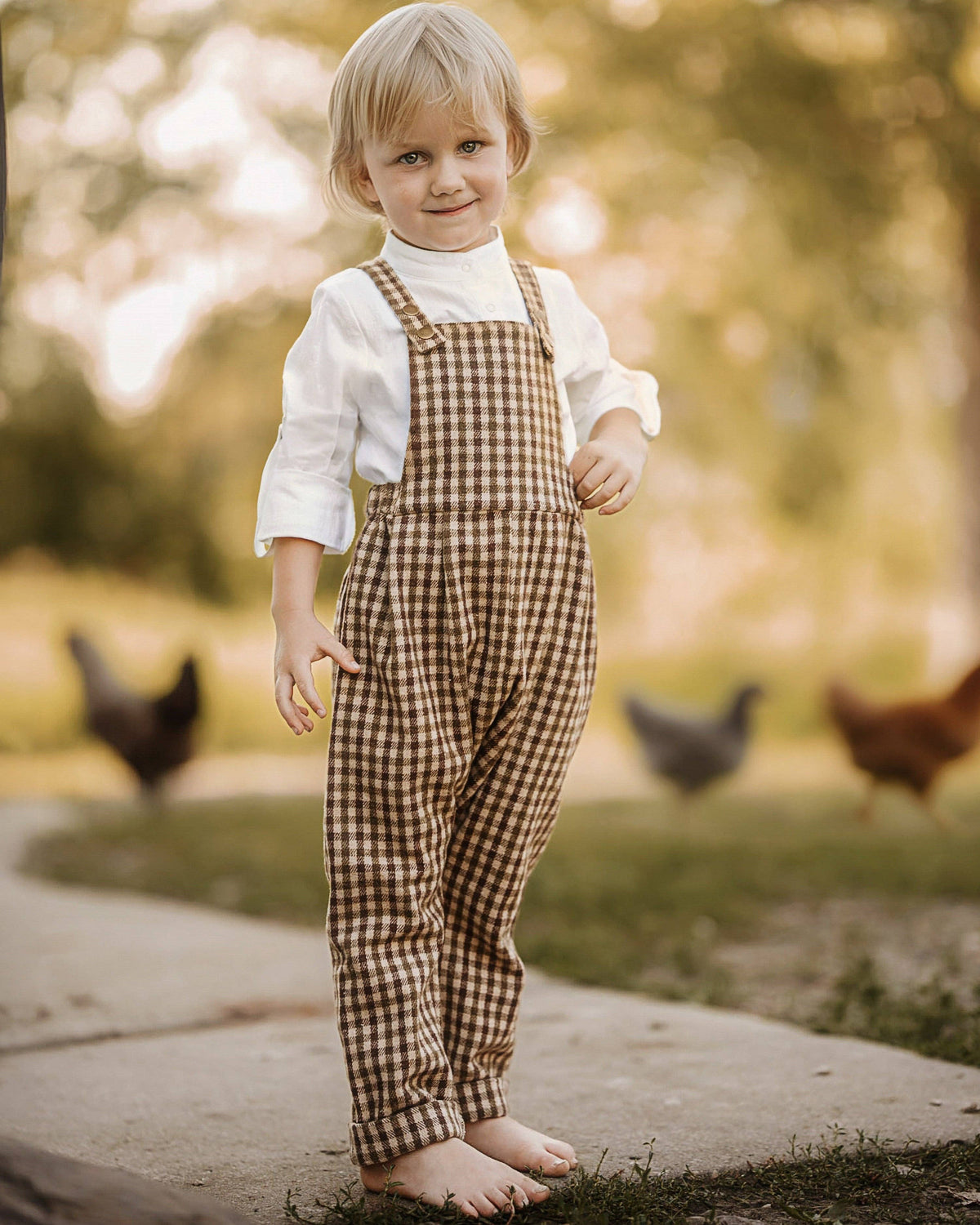 Lillies Dream - The Oak Gingham Overalls: 9-12m (32 in)