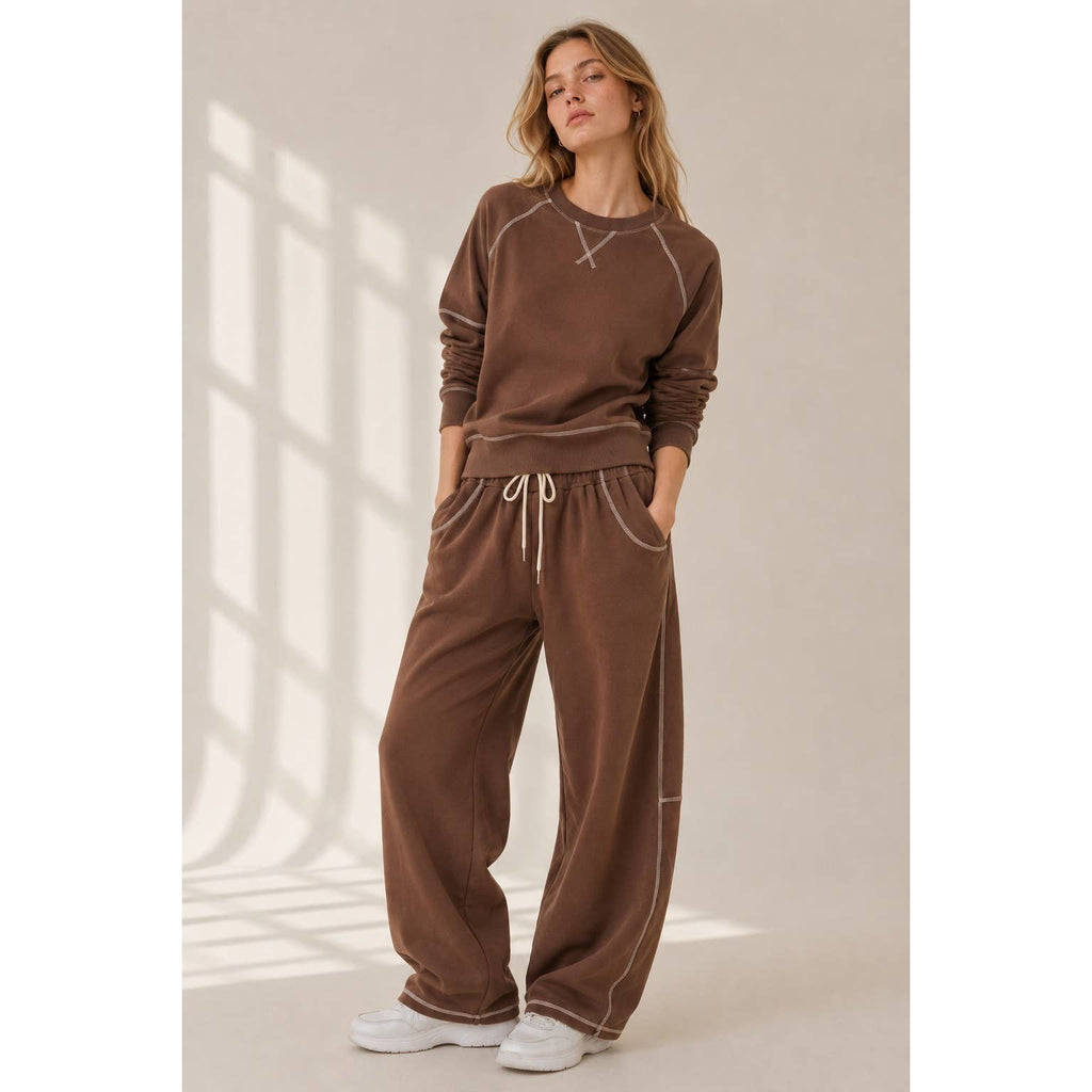 GR Contrast Stich Brown Sweat Size M