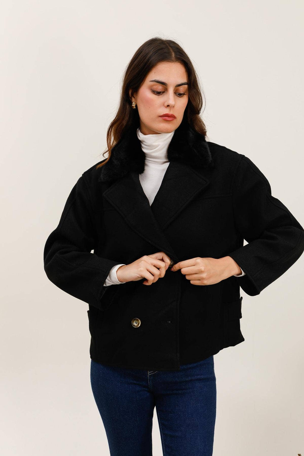 AP Double Breasted Cream Coat ( S-XL)