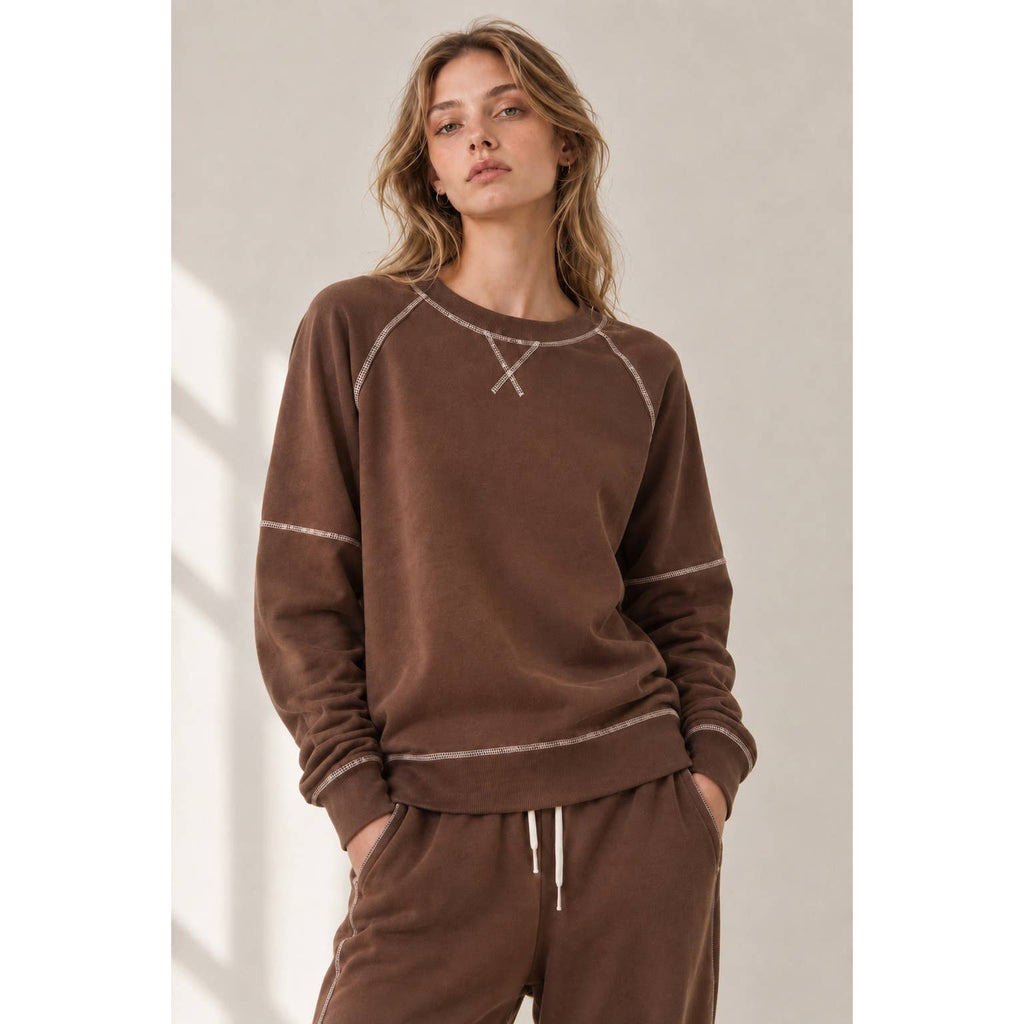 GR Contrast Stich Brown Sweat Size M
