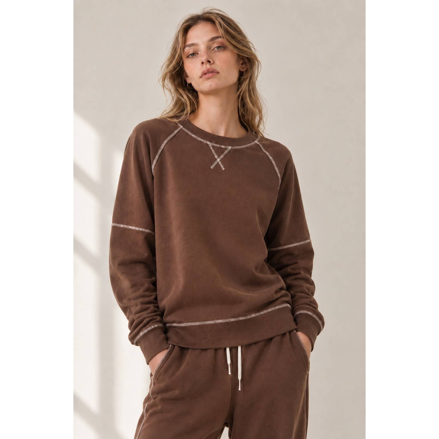 GR Contrast Stich Brown Sweat Size L