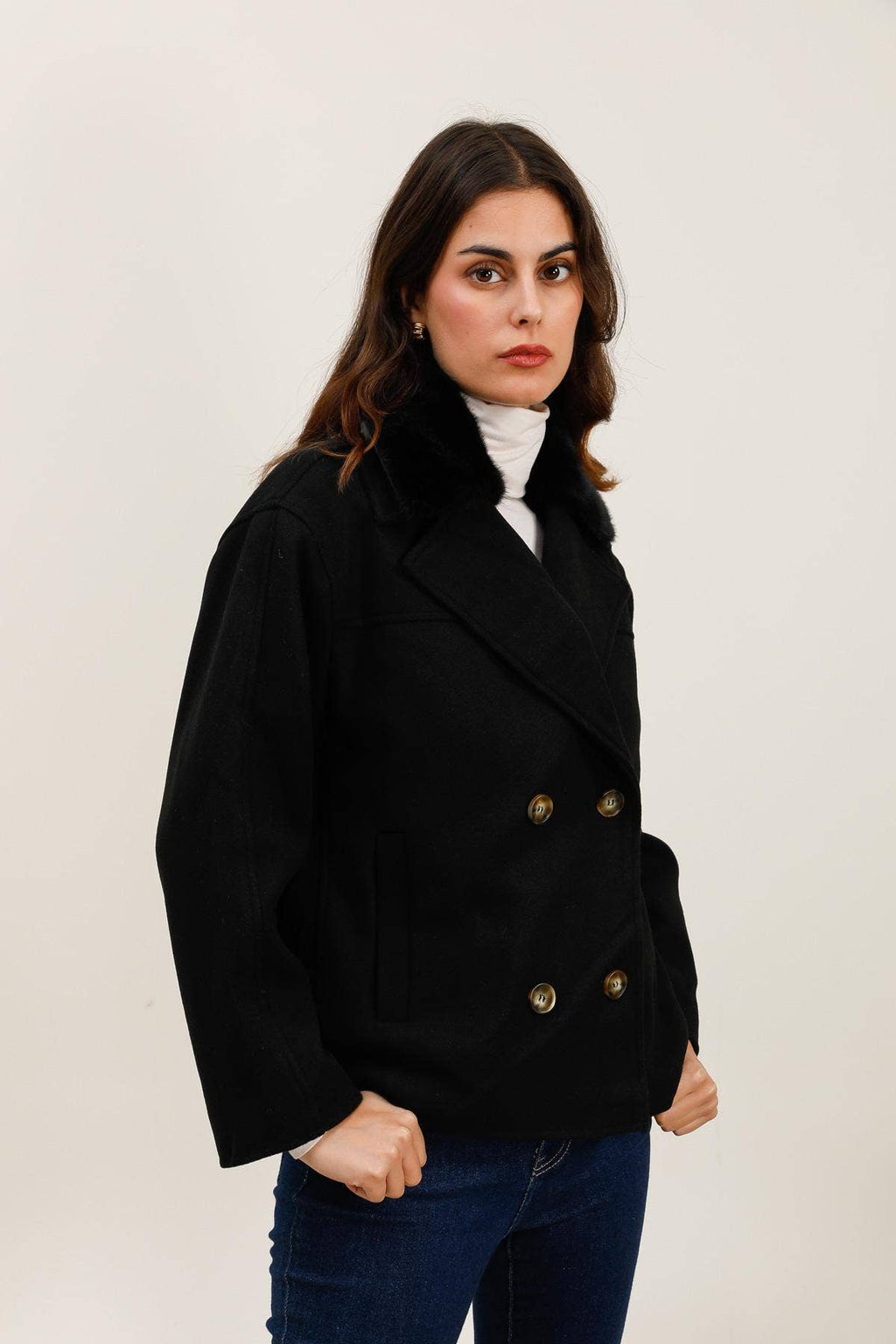 AP Double Breasted Black Coat ( S-XL)