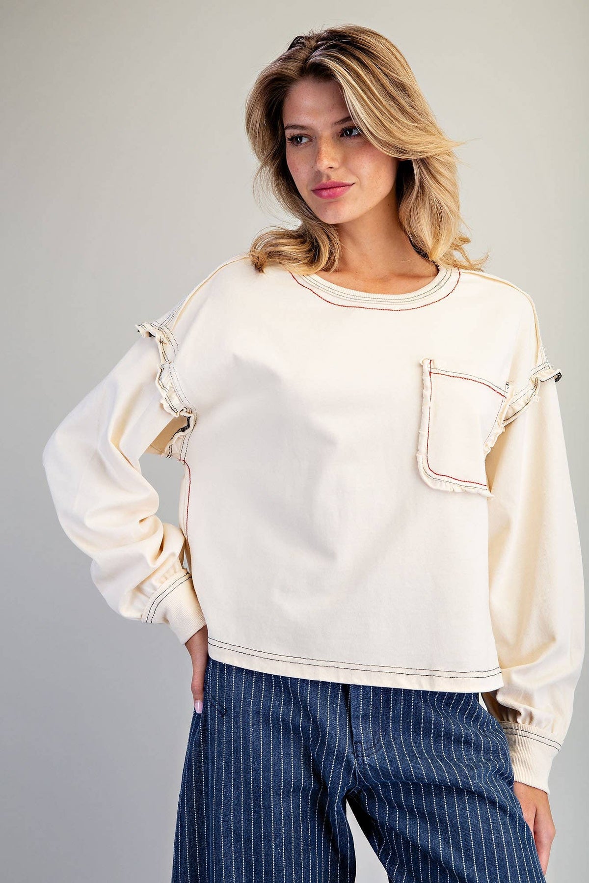 ES Cream Ruffle Tee Size S