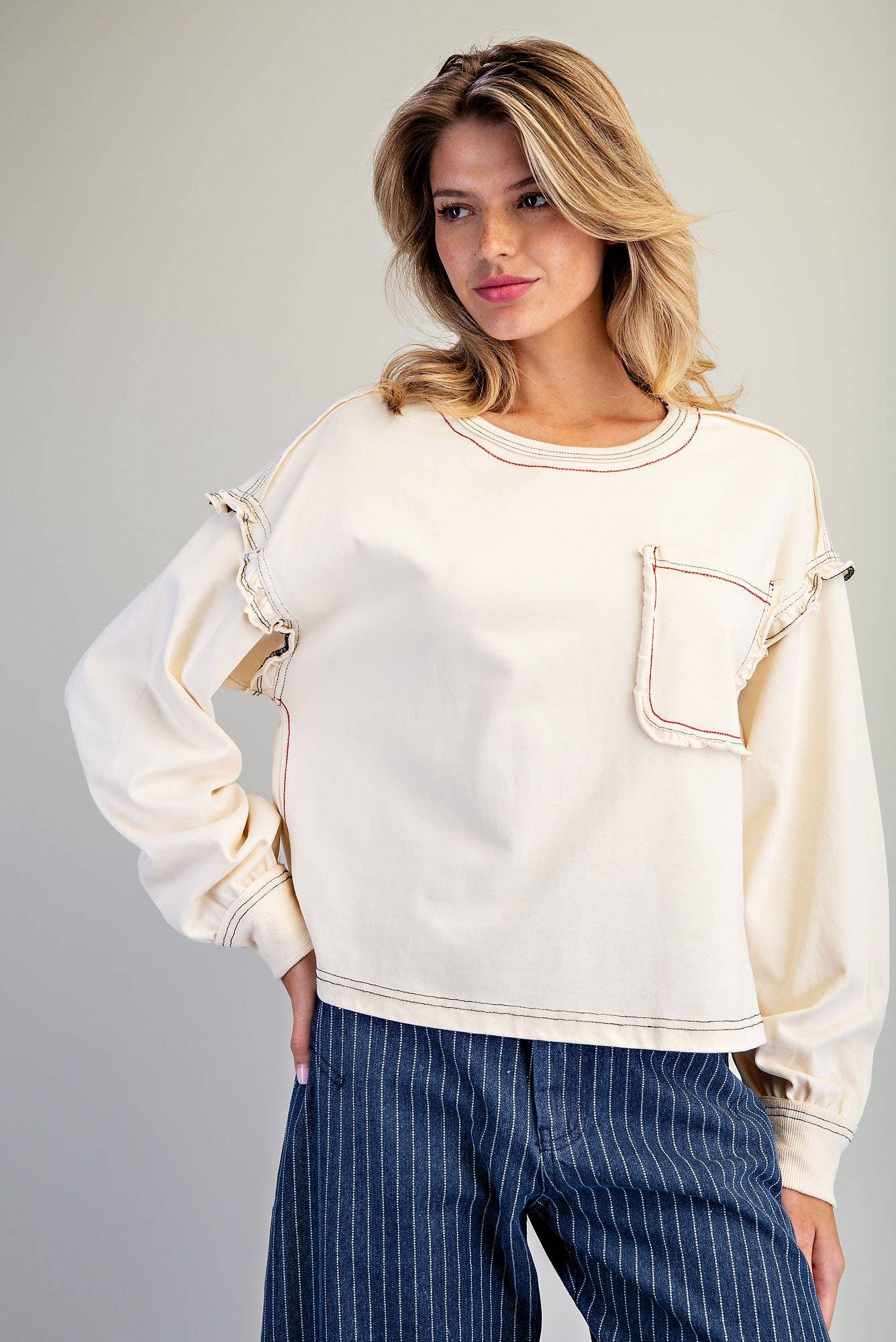 ES Cream Ruffle Tee Size L