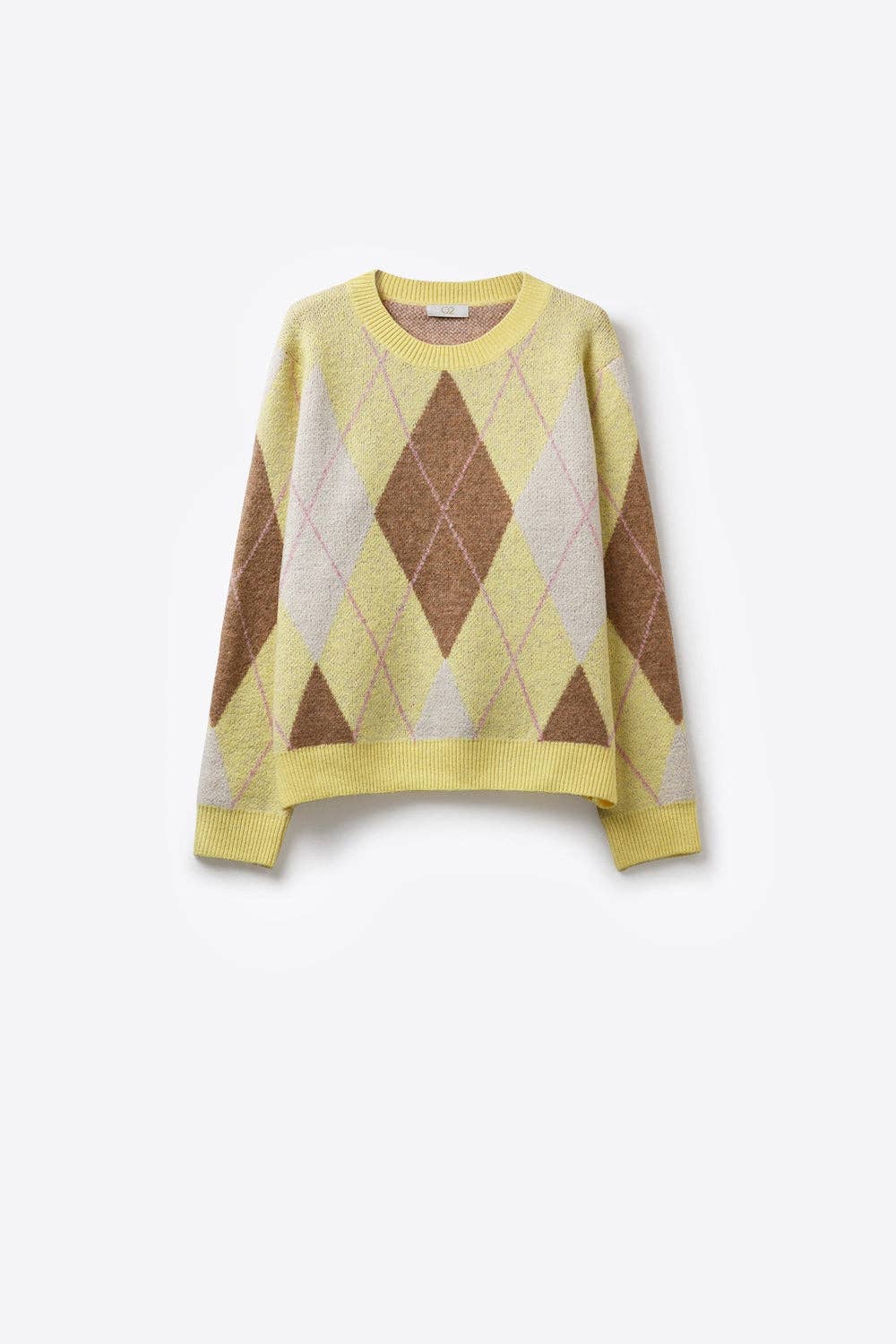 Q2 Yellow Argyle Pullover